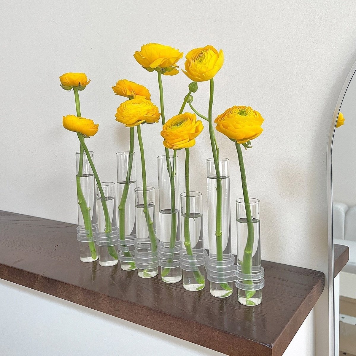 Flexibler Blumenvasen mit Scharnieren | Moderne Glasrohrvase