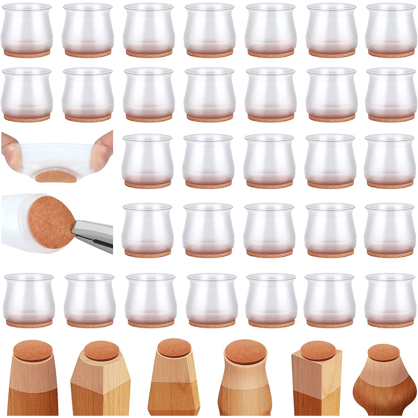 Frendorf | 32-Teile: Klare Stuhlbein Bodenbeschützer