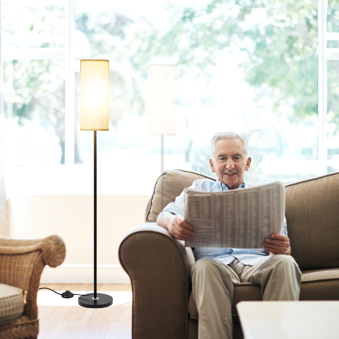 Frendorf | 3200K Warmgelbes Licht Moderne Stehlampe mit Fußschalter 6W Glühbirne