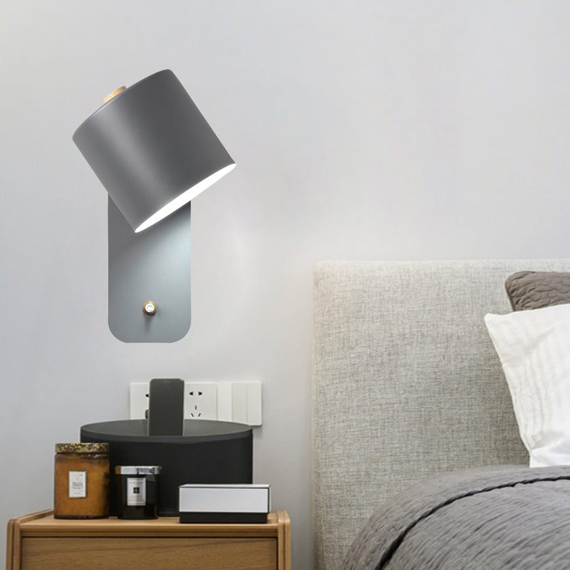 Frendorf | 1 Glühlampe Röhrenwand sconce Modernist Metall Wandbeleuchtung Fixture in Grau/Grün mit rechteckiger Rückwandplatte