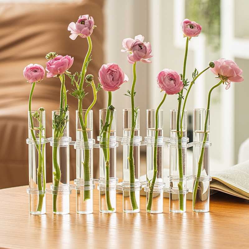 Flexibler Blumenvasen mit Scharnieren | Moderne Glasrohrvase