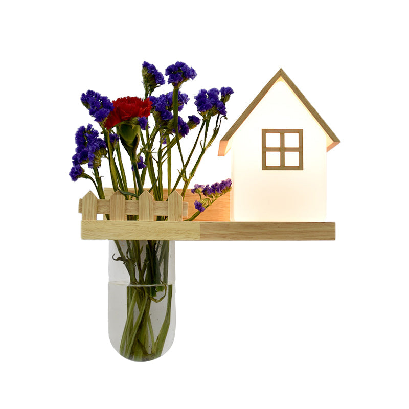 Frendorf | Wood House Wandleuchte Industrial Creme Glas 1-Licht Restaurant LED Wandleuchten, Links/Rechts