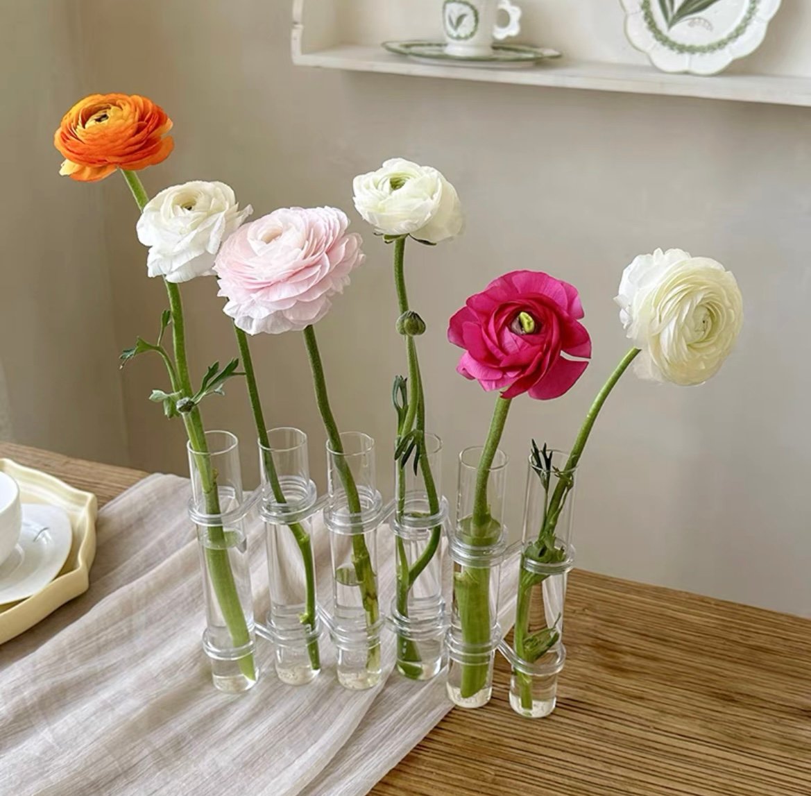 Flexibler Blumenvasen mit Scharnieren | Moderne Glasrohrvase
