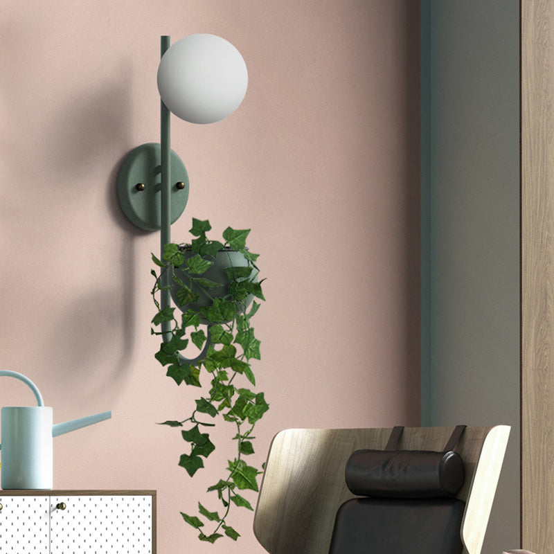 Frendorf | 1 Licht Ballen Wandleuchte Industriell Gelb/Blau/Grün Metall LED Pflanzen Wandmontage Beleuchtung für Restaurant