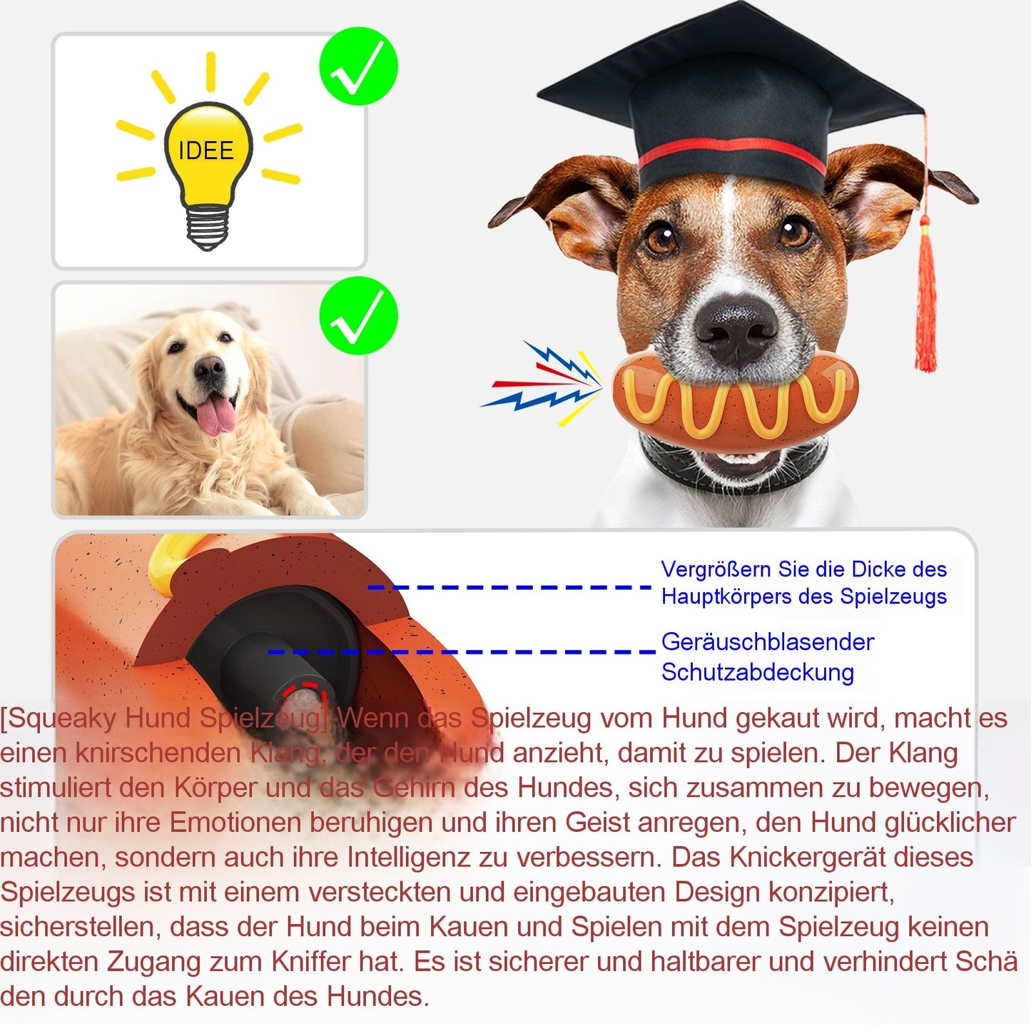 Amerikanisches Wurst Quietschspielzeug für Hunde