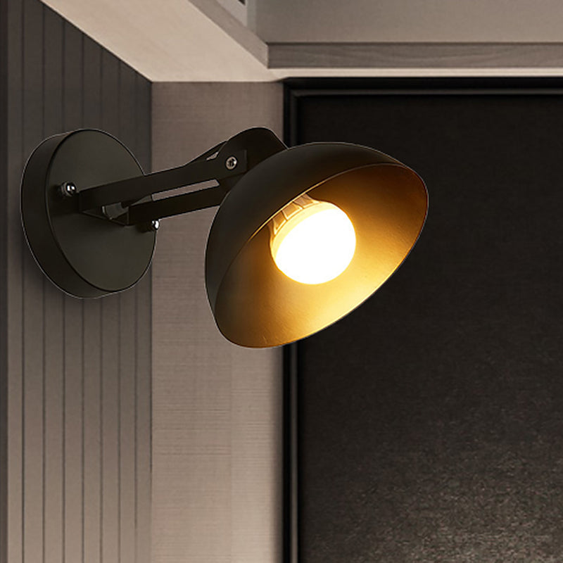 Frendorf | 1 Kopf Wandlicht Fixture mit Kuppel Shade Metall Industriellen Stil Innen Wandlampe in Schwarz