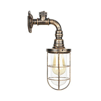 Frendorf | Bronzen Draad Gevangen Wandverlichting met Pijp Rustieke Stijl Smeedijzer 1 Gloeilamp Boerenwandarmatuur Licht