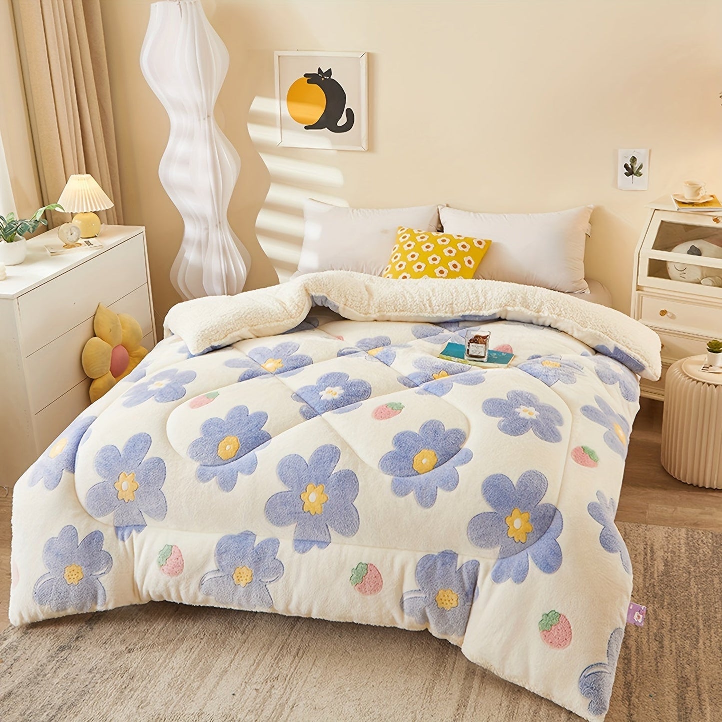 Frendorf | Bequiltiger floraler Flanellbettbezug für das Schlafzimmer