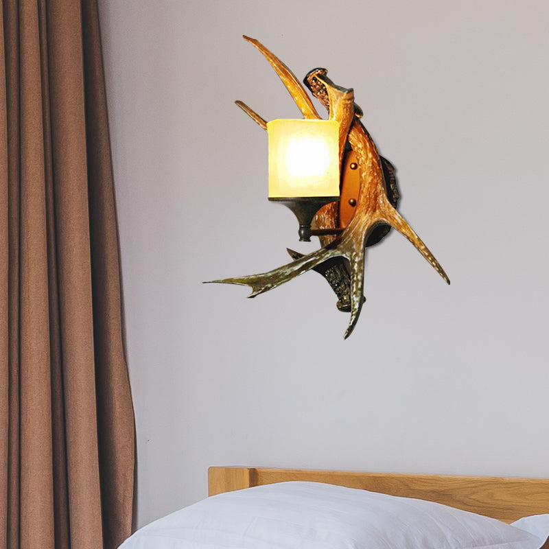 Frendorf | 1 Licht Marmor Wandleuchte Moderner Stil Bronze Zylinder Esszimmer Wandleuchte mit Elch