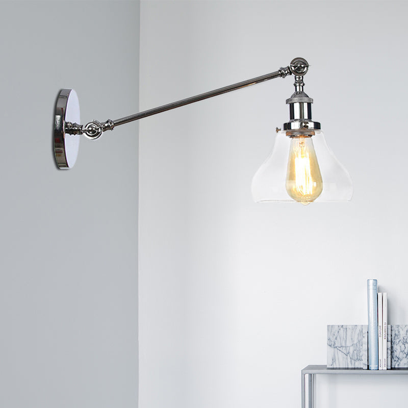 Frendorf | 1 Licht Binnenverlichting Armatuur Boerderij Zwart/Bronze/Brass Wandlamp met Pear Duidelijk Glazen Schaduw, 8"/12" L Arm