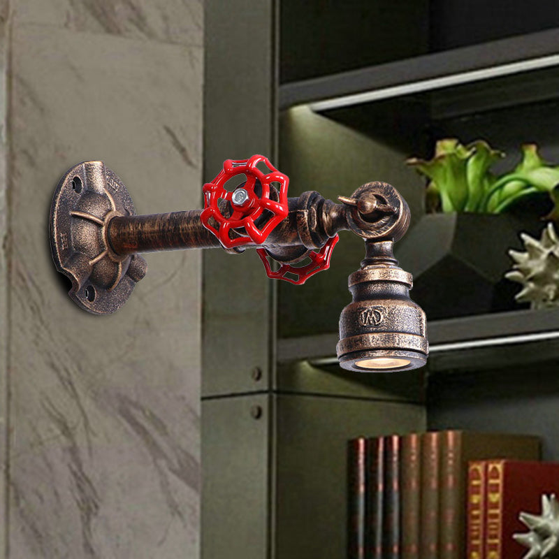 Frendorf | Bronze 1 Licht Wandlamp Geantiqueerd Metalen Pijp en Ventiel Wandmontage Lamp, 8"/10" Breed