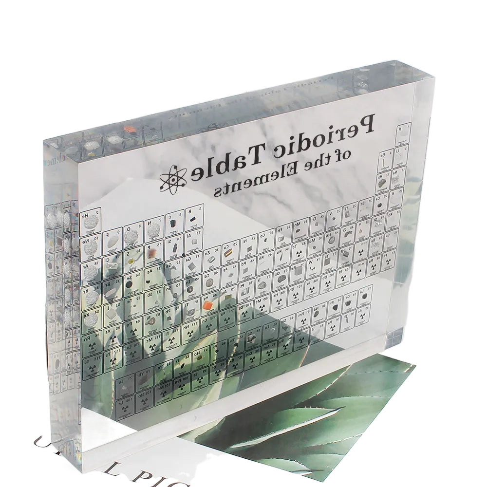 Chemisches Element Anzeige Acryl Periodensystem Kinder Unterricht Schule Anzeige mit echten Elemente Proben Buchstaben Dekoration