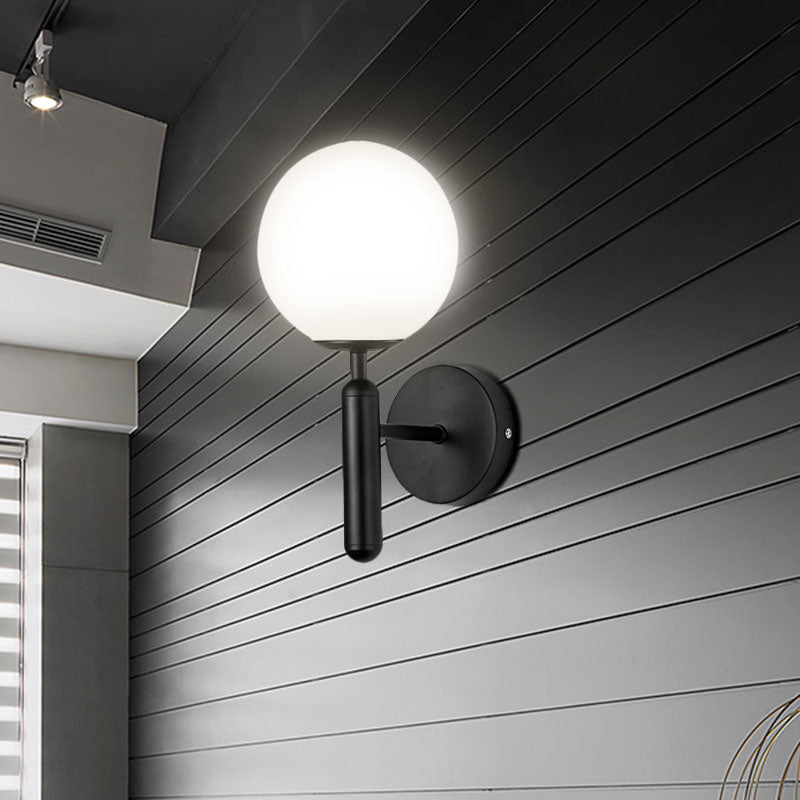 Frendorf | 1 Lichtklar Texturiertes Glas Wand Sconces Licht Modern Schwarze Globe Schlafzimmer Beleuchtung Fixture