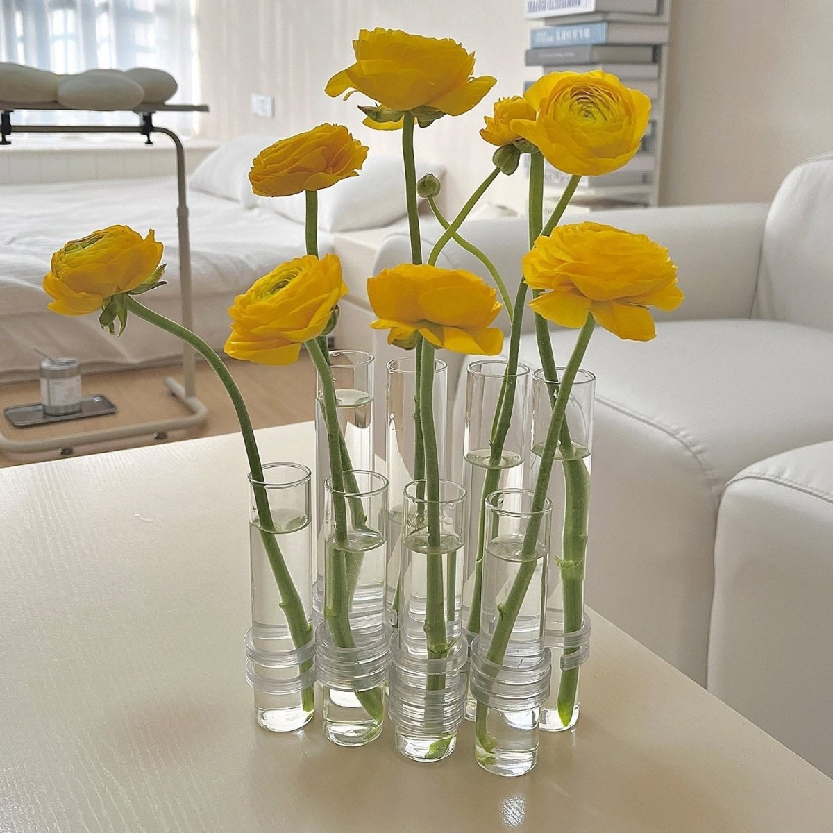 Flexibler Blumenvasen mit Scharnieren | Moderne Glasrohrvase