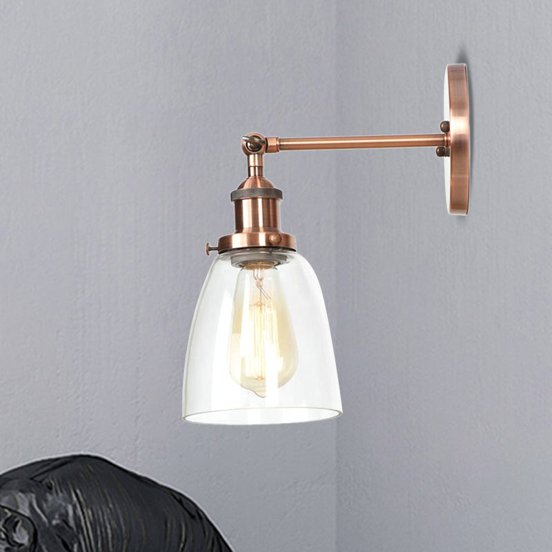 Frendorf | Bronze/Messing/Koper Eén Lichte Wandlamp Vintage Stijl Duidelijk Glas Getaperde Verlichtingsarmatuur voor Woonkamer