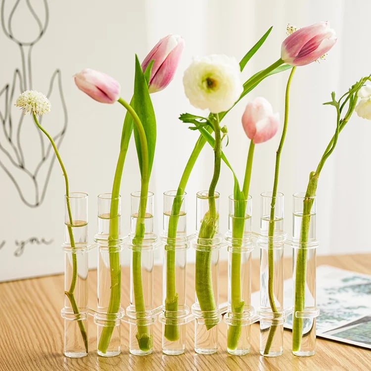 Flexibler Blumenvasen mit Scharnieren | Moderne Glasrohrvase