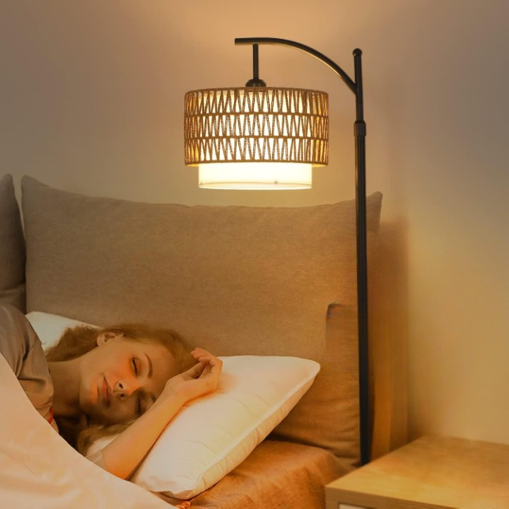 Frendorf | Bogen Stehlampe mit Fernbedienung & Doppelschirmen – Norvella