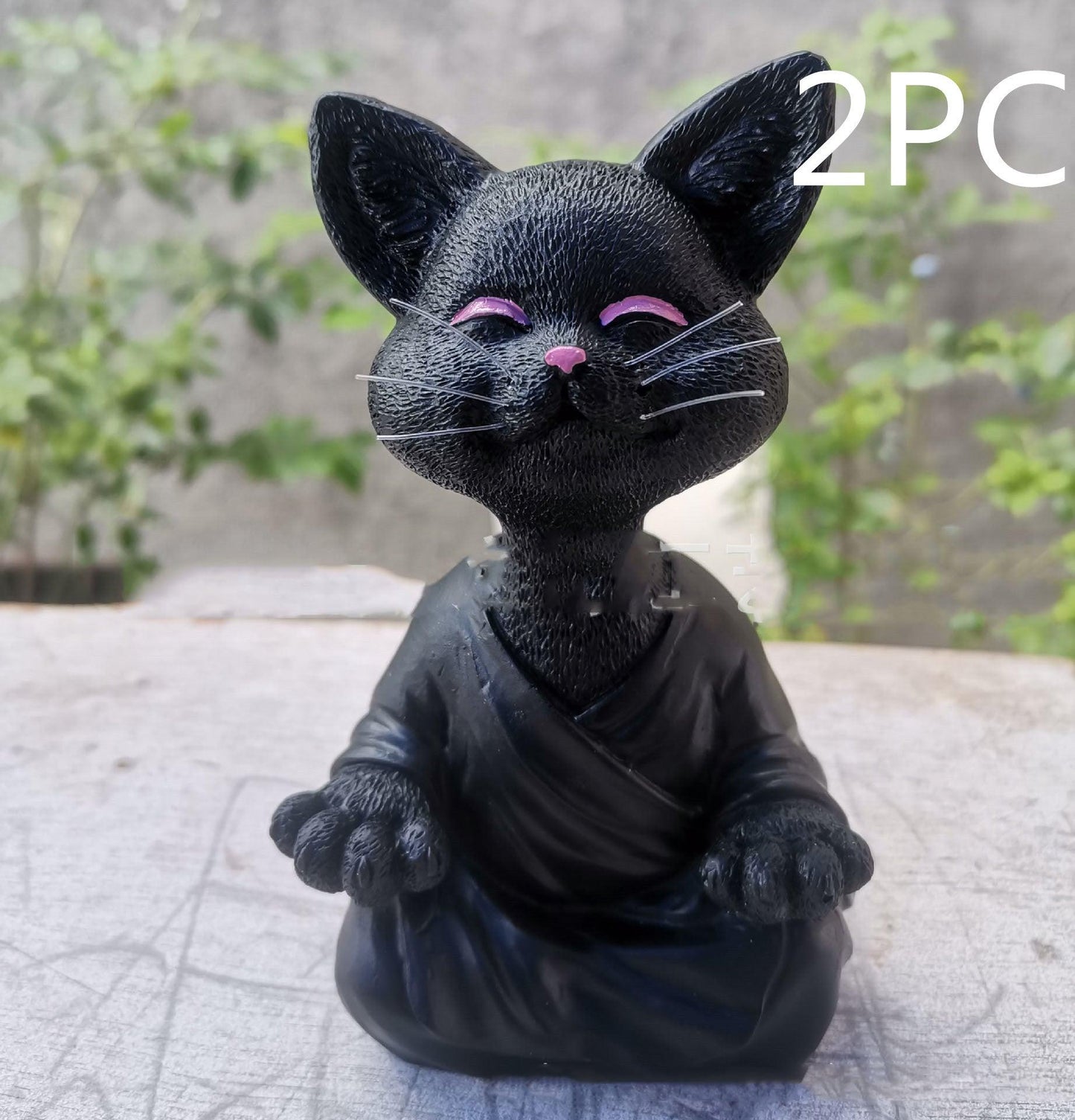 Verspielt Schwarze Buddha Katze Figur Meditation Yoga Sammlerstück Glückliche Katzen Dekor Zuhause Garten Dekoration Gartenornament