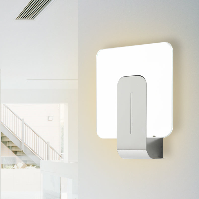 Frendorf | 1 Kopf Badezimmer Wandleuchte Modern Silber Finish Wandmontierte Lampe mit quadratischem Paneel Klarglas-Schirm