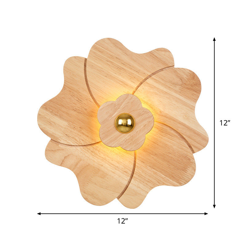 Frendorf | Blumen Nachttisch Wandlampe Sconces Holz 4 Lichter Zeitgenössische LED Wandmontage Lampenarmatur