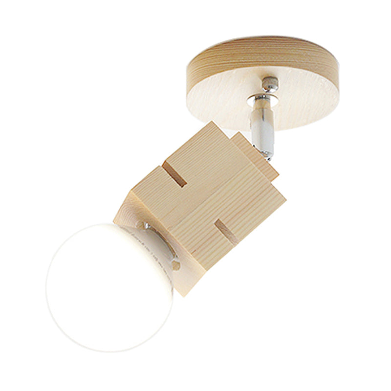Frendorf | Bare Bulb Wandlamp Sconces Modernist Hout 1 Hoofd Slaapkamer Rotatable Wandgemonteerde Lamp