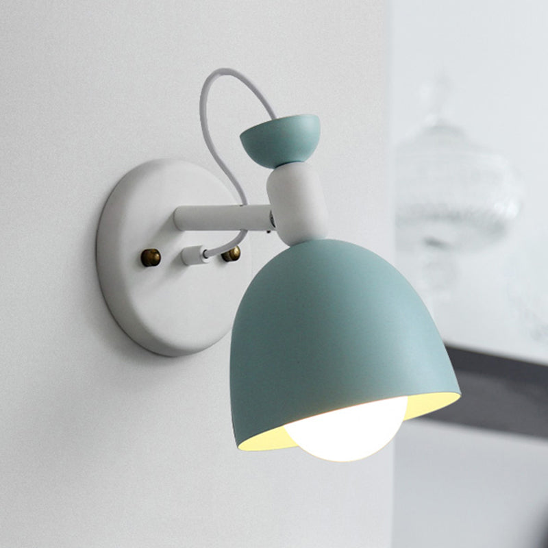 Frendorf | 1 Licht Wandlamp Nordic Stijl Dome Shade Metaal Wandlamp in Zwart/Wit voor Slaapkamer