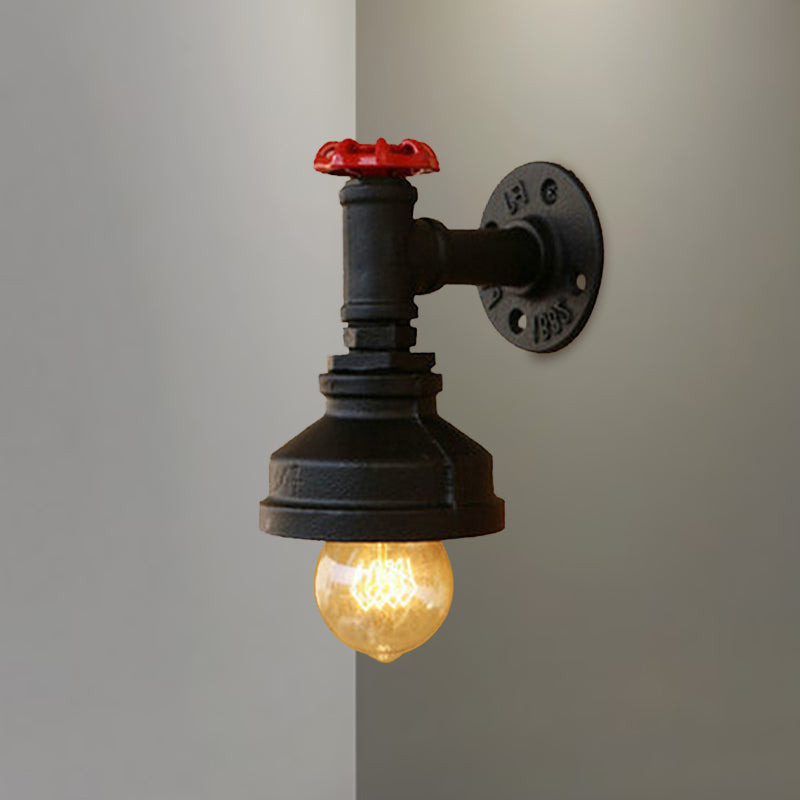 Frendorf | Schwarze Scheunensconce-Beleuchtung mit Ventilrad Industriell Rustikal Metallisch 1 Licht Schlafzimmer Mini Wandleuchte Fixture