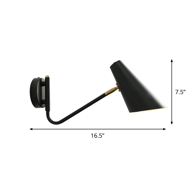 Frendorf | 1-Head Wandlamp Wandmontage Boerderijstijl Slaapkamer Wandlamp met Hoorn Metalen Schaduw in Zwart