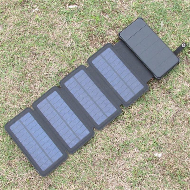 Frendorf | 10000mAh Tragbare & faltbare Solar-Powerbank mit 5V/2A-Ausgängen, kompatibel mit Smartphones, Tablets & mehr
