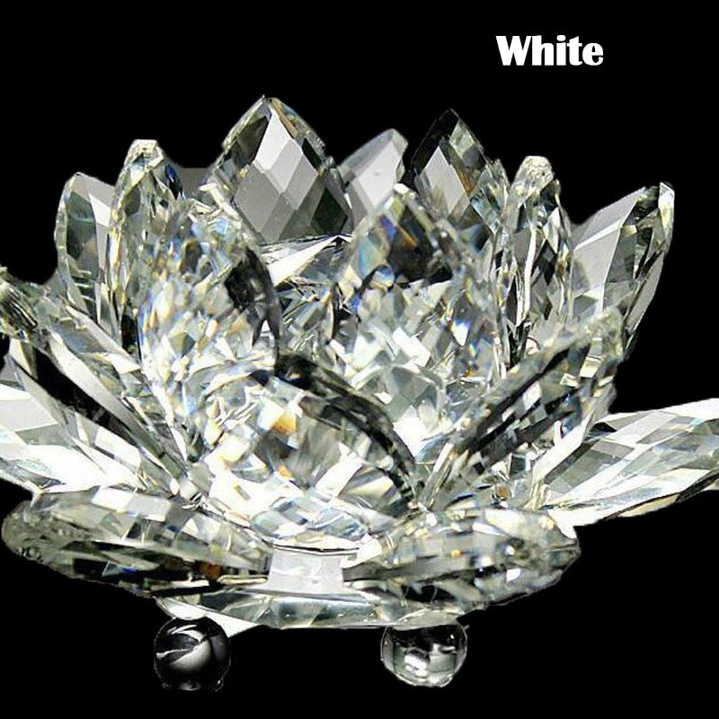 80Mm Quarz Kristalle Lotusblume Handwerk Glas Fengshui Ornamente Heilende Kristalle Zuhause Party Wicca Dekor Yoga Geschenke Souvenir