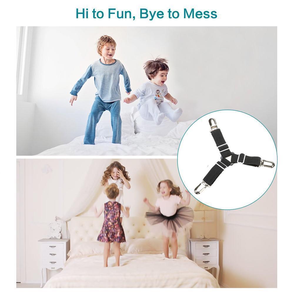 Frendorf | Bettlakenbefestigungen, 8er-Pack einstellbare dreieckige elastische Bandriemen