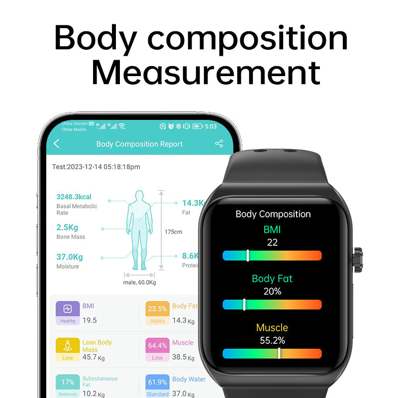 Frendorf | 1,81" Harnsäure Blutlipide Blutzucker Herzfrequenz EKG SOS Strahlungsniveau Körperzusammensetzung Sport Smart Watch
