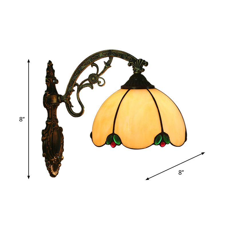 Frendorf | Barok Scalloped Wandlamp Kit 1-Licht Beige Glazen Sconces Verlichting Armatuur voor Slaapkamer