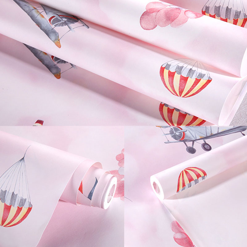 Frendorf | Ballon- und Flugzeugtapete Pastellfarbe Unbebackte Wanddekoration für Kinder, 20,5 in x 31 ft