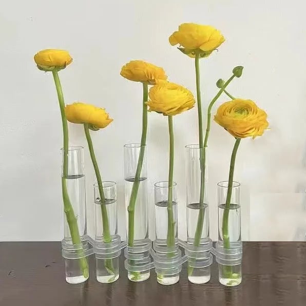 Flexibler Blumenvasen mit Scharnieren | Moderne Glasrohrvase