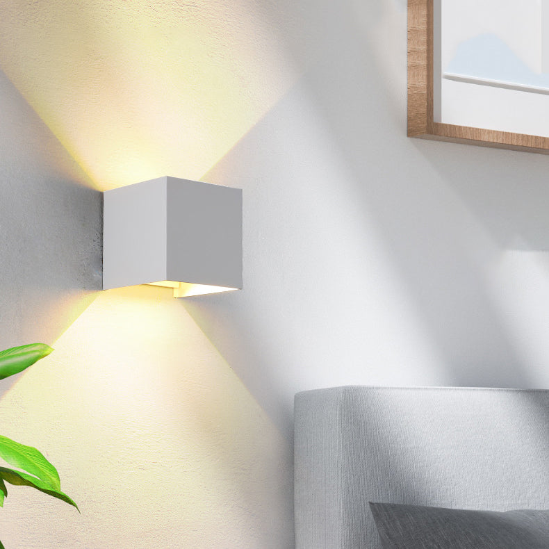 Moderne Minimalistische Wasserdichte Würfel Oben Unten Aluminium Glas Induktions-LED-Wandleuchte Lampen Für Schlafzimmer