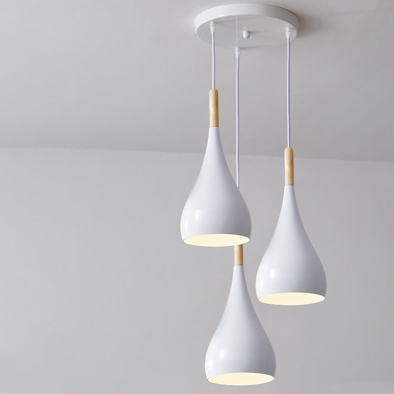 nordische Eisen Holz Aluminium Kürbis Wasser Tropfen 1-Licht Pendelleuchte für Esszimmer