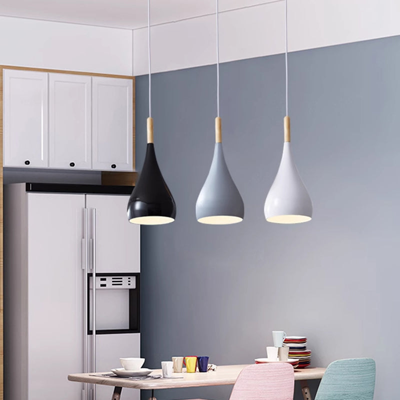 nordische Eisen Holz Aluminium Kürbis Wasser Tropfen 1-Licht Pendelleuchte für Esszimmer