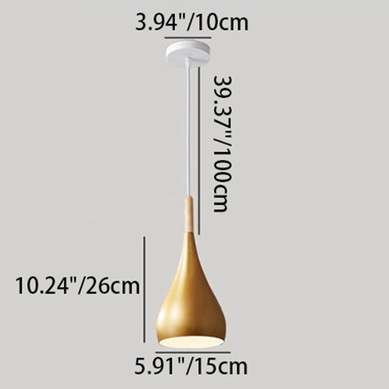 nordische Eisen Holz Aluminium Kürbis Wasser Tropfen 1-Licht Pendelleuchte für Esszimmer
