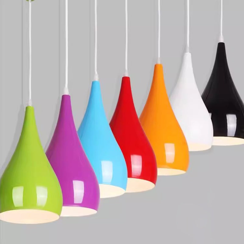 nordische Eisen Holz Aluminium Kürbis Wasser Tropfen 1-Licht Pendelleuchte für Esszimmer