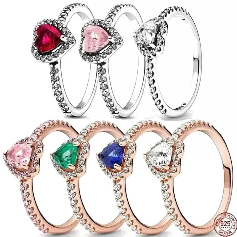 Frendorf | Betoverende Dames Verlovingsring 925 Sterling Zilver Klassieke Hartvormige Diamant Ring Herinneringssieraad Cadeau