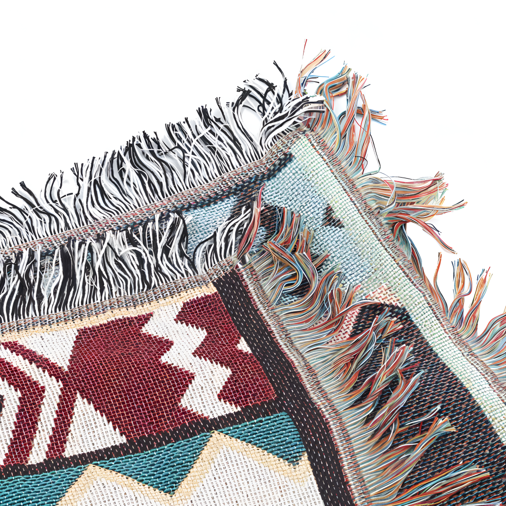 Frendorf | BohoFab Decke - Luxe Boho Blanket Throw - Geometrische Ethnic Tassel Tapestry Decke
