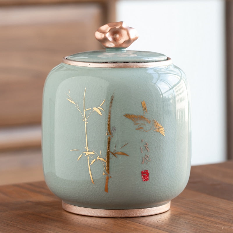 Keramische Teekanne Tee Cajon Tee Box Aufbewahrer Teekontainer Feuchtigkeitssicher Versiegelter Tank Lagertank Bonbonglas Aufbewahrungsbox