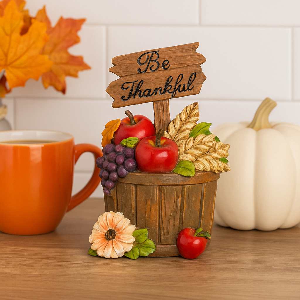 Frendorf | "Thanks for the Harvest" Topf mit LED - Dekorativer Herbst-Topf mit warmem LED-Licht - Perfekt für herbstliche Heimdekoration, Tischmittelstücke und saisonale Displays