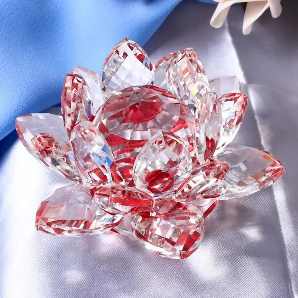 Kristall Lotusblumenfigur Heim Hochzeitsdekoration Glas Kunstsammlung Papiergewicht Bürotischornamente Souvenirs Geschenke