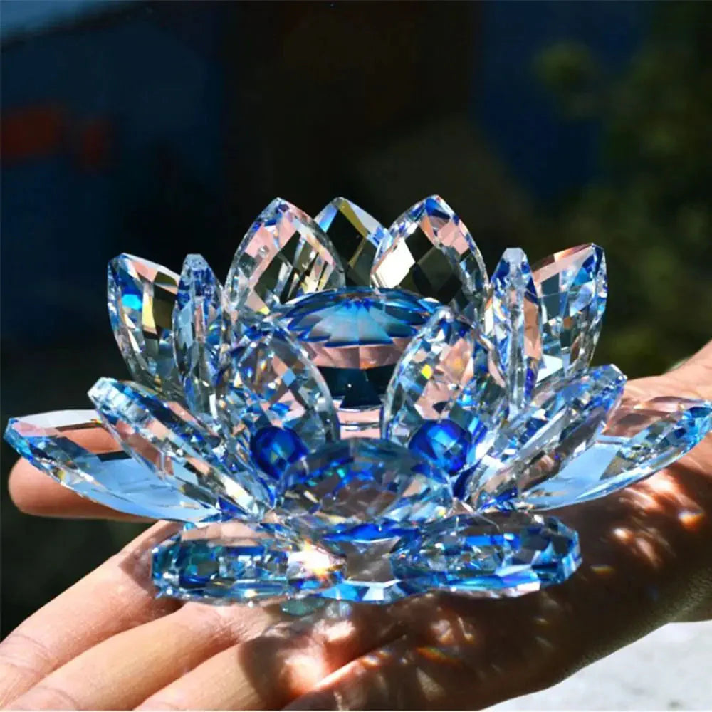 Kristall Lotusblumenfigur Heim Hochzeitsdekoration Glas Kunstsammlung Papiergewicht Bürotischornamente Souvenirs Geschenke