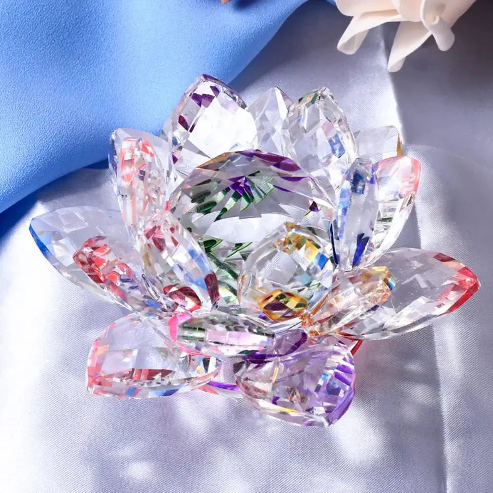 Kristall Lotusblumenfigur Heim Hochzeitsdekoration Glas Kunstsammlung Papiergewicht Bürotischornamente Souvenirs Geschenke