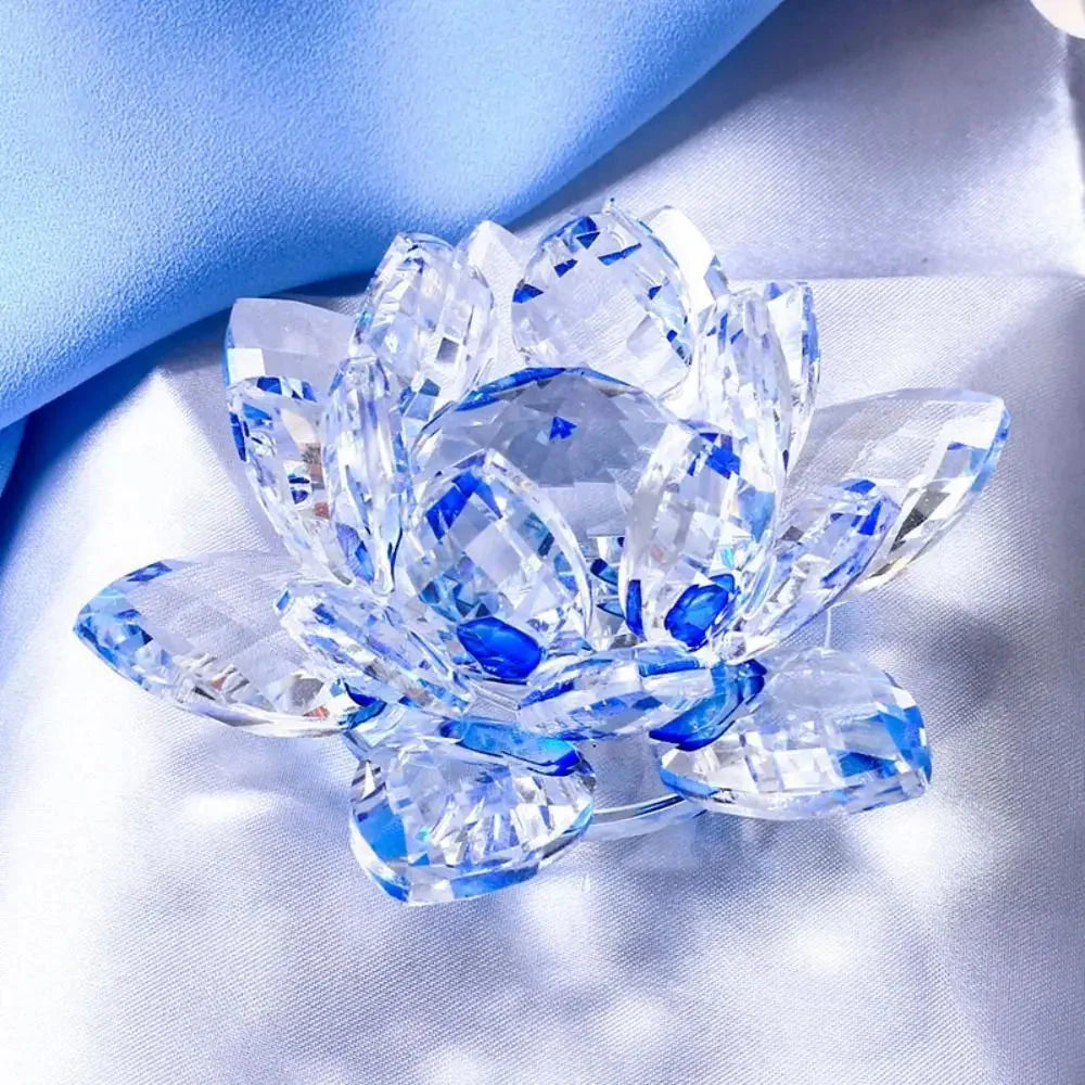Kristall Lotusblumenfigur Heim Hochzeitsdekoration Glas Kunstsammlung Papiergewicht Bürotischornamente Souvenirs Geschenke