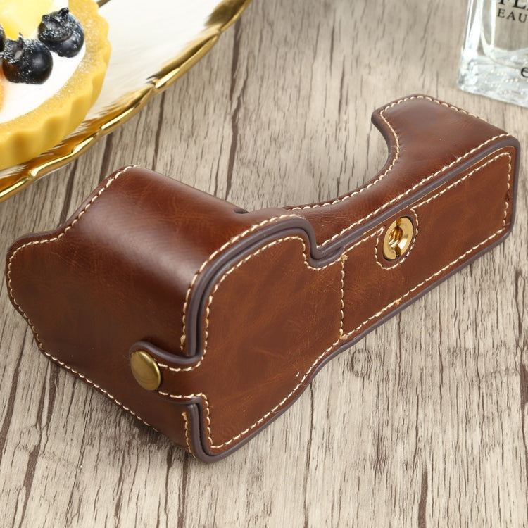 Frendorf | 1/4 inch Draad PU Leer Camera Halfschaal Basis voor Sony ILCE-7C/A7C (Koffie)