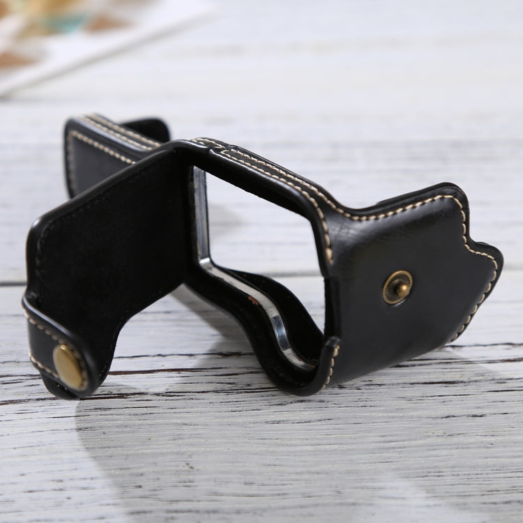 Frendorf | 1/4 inch Draad PU Leer Camera Halve Case Basis voor Canon EOS M3(Zwart)